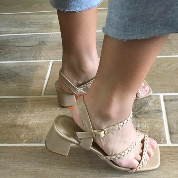 Women's Heeled Sandals 1.97 inch Low Chunky Block Heels Square Open Toe w Strap - Picture 3 of 4